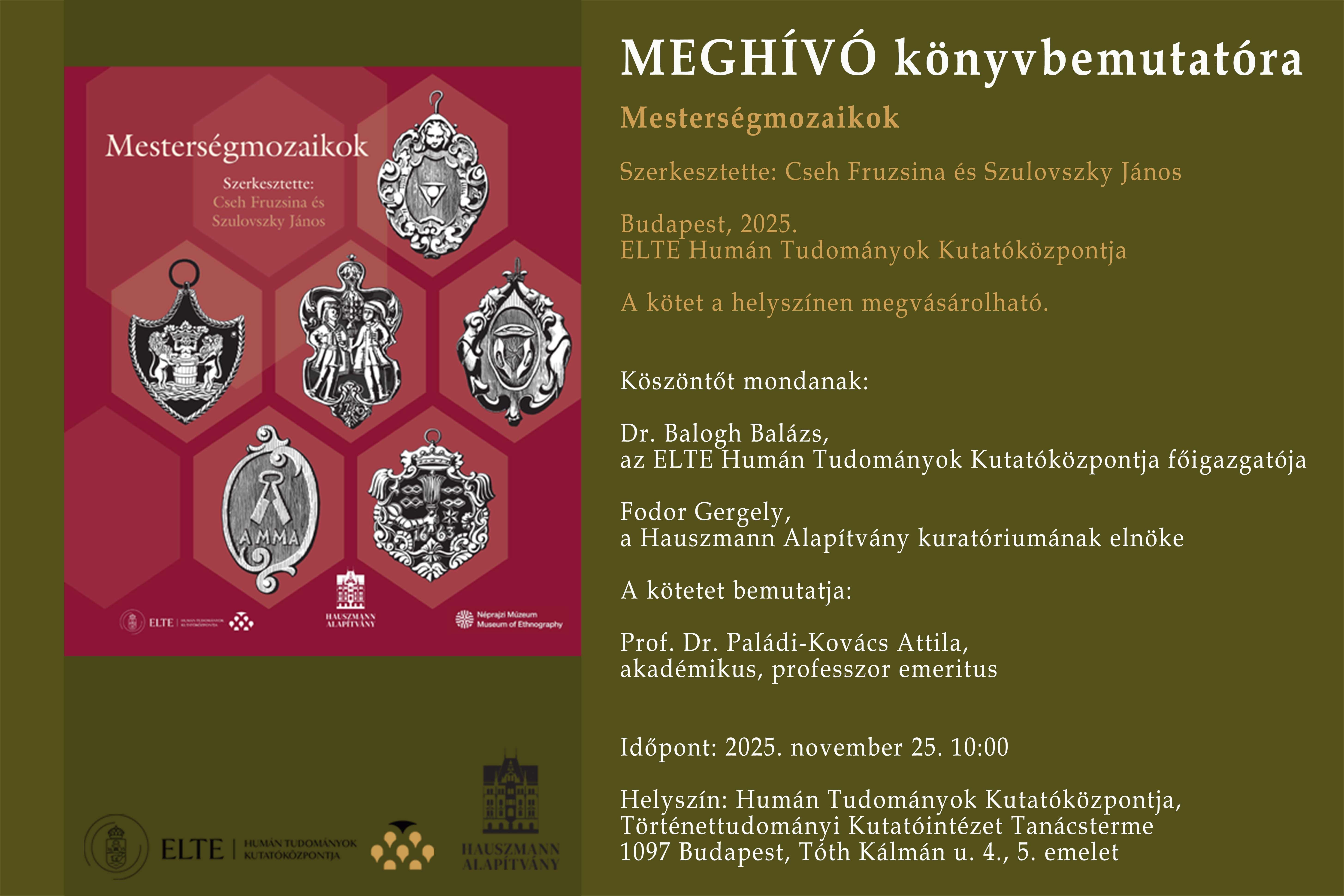 Mesterségmozaikok - könyvbemutató